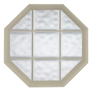 26 in. x 26 in. Acryilc Block Fixed Octagon Geometric Vinyl Window in Tan - Glacier Block