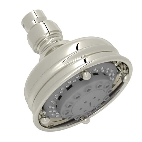 ROHL 3-Spray Patterns 4.1 in. Single Wall Mount Fixed Shower Head in Polished Nickel