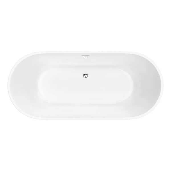 ANZZI Mone 67 in. L x 29 in. W Acrylic Glossy Flat bottom Soaking