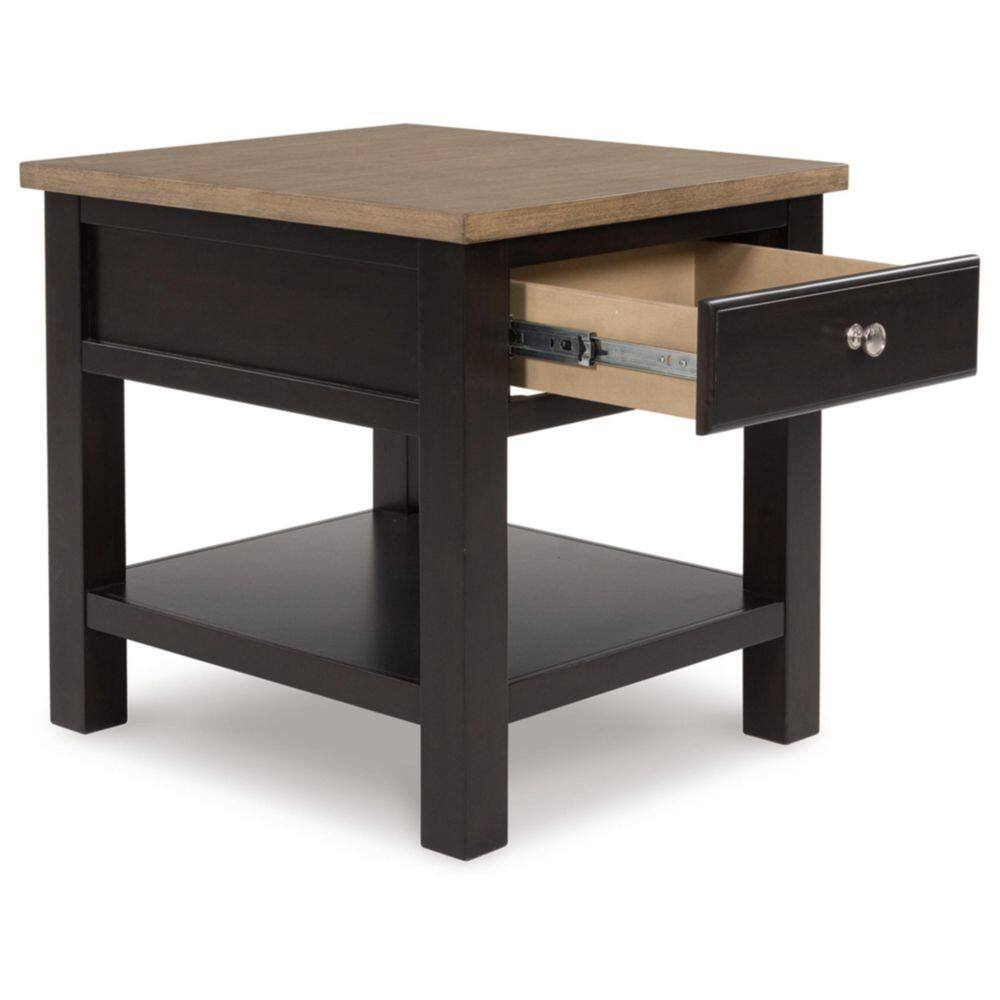 Brown Transitional Wood End Table with Storage Drawer
