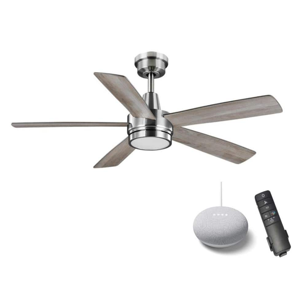 Reviews For Hampton Bay Fanelee 54 In White Color Changing Brushed Nickel Smart Ceiling Fan With Remote Control And Google Nest Mini Chalk 21999 The Home Depot