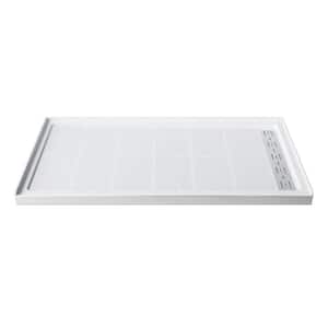 Classic 60 in. L x 32 in. W Alcove Shower Pan Base with Right Drain in White