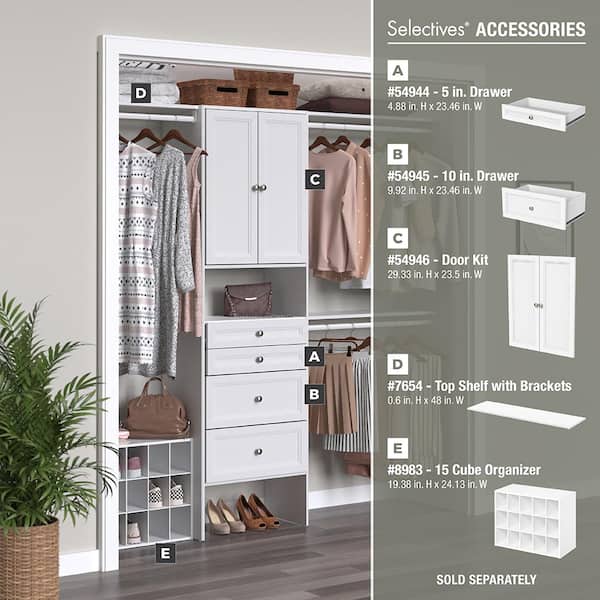 Selectives 60 W - 120 in. W White Wood Closet System 5702900 - The Home Depot