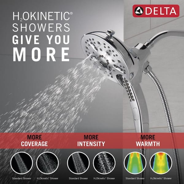 Delta Faucet 5-Spray In2ition 2-in-1 Dual Hand Held Shower Head With Hose, H2Okinetic Handheld - View #5