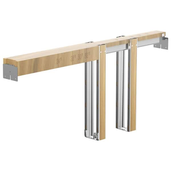 Pocket Door Frame Kit for 24-30 in. x 80 in. Door 2-Way Soft Close Smooth Quiet Slide Wood and Steel Easy Install