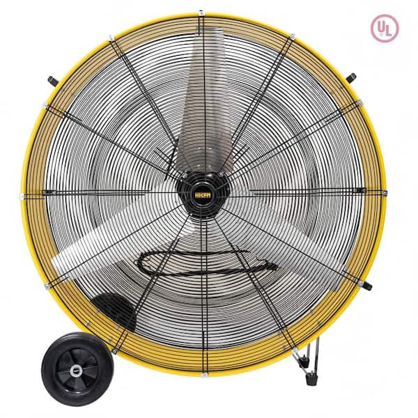 42 in. 2-Speeds 26800 CFM Industrial Drum Fan in Yellow with Powerful 4/5 HP Motor, High Velocity, Turbo Blade, Durable