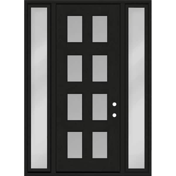 Regency 68 in. x 96 in. 8L Modern Clear Glass LHIS Onyx Stain Fiberglass Prehung Front Door w/Clear14in. SLs 6-9/16