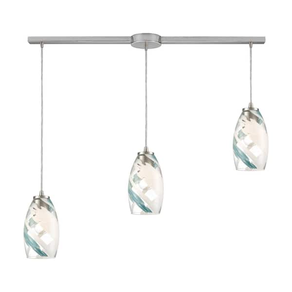 Titan Lighting Trona 3-Light Satin Nickel Mini Pendant Light with Glass Shade