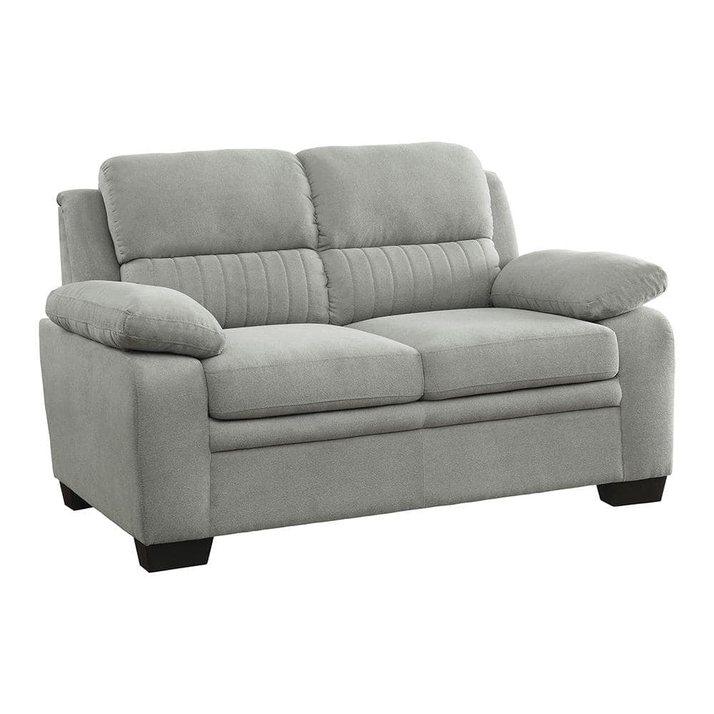 Holleman 58" Gray Tufted Fabric Loveseat with Pillow-top Arms