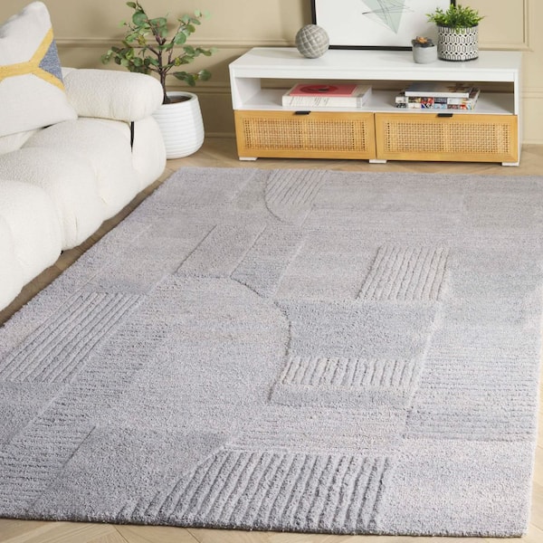 Harvest 6 ft. x 9 ft. Gray Solid Geometric Area Rug