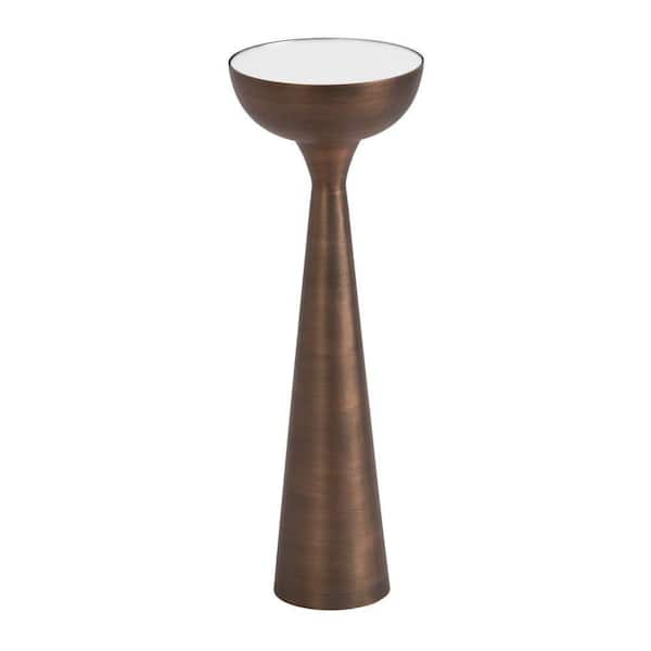 Kate and Laurel Chandon 8 in. Bronze Round Mirror End Table