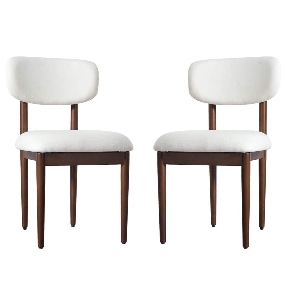 Modern White Upholstered Dining Chairs with Walnutk Solid Wood Legs (Set of 2) price history on PriceWatchPro