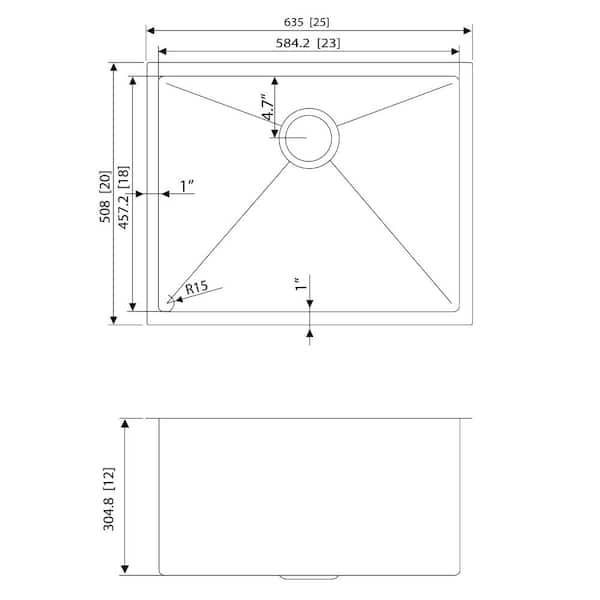 Unbranded 24.75 in. x 18.75 in. x 9 in. Stainless Steel Undermount Laundry Sink