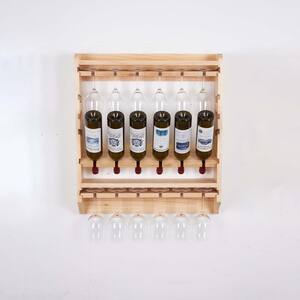 18-Bottle Wall Mounted Solid Wood Wine Rack for Living Room, Kitchen, Natural Corner Molding 28.5 in. X 24.5 in.