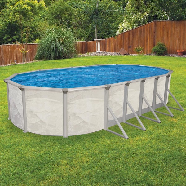 AQUARIAN Independence 12 ft. x 24 ft. Oval 52 in. D Metal Wall Above Ground  Hard Side Pool Package THDPURBCH1224526 - The Home Depot