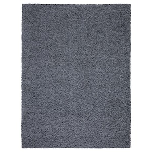 Pure Fuzzy Collection Non-Slip Rubberback Solid Soft Gray 5 ft. x 7 ft. Indoor Area Rug