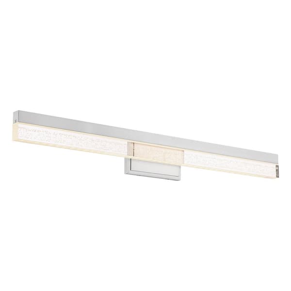 C Cattleya 36 in. 1-Light 36-Watt Brushed Nickel LED Vanity Light Bar with Clear Bubble Acrylic