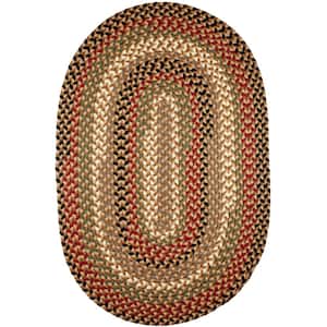Country Medley Natural Earth 4 ft. x 6 ft. Oval Indoor/Outdoor Braided Area Rug