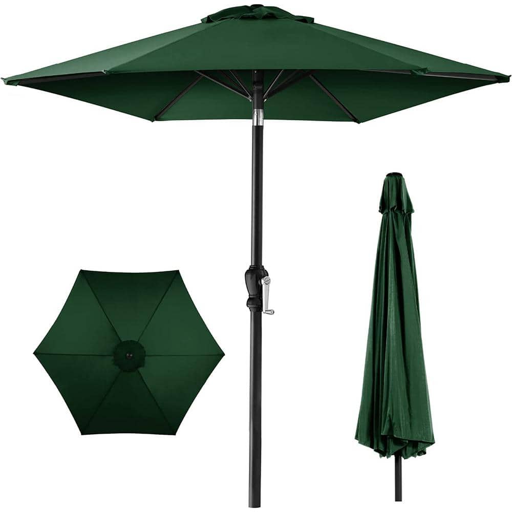 10ft Outdoor Steel Polyester Market Patio Umbrella w/Crank, Easy Push Butto