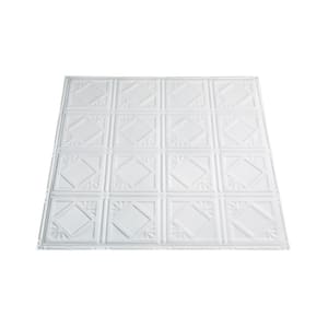Ludington 2 ft. x 2 ft. Nail Up Metal Ceiling Tile in Matte White (Case of 5)