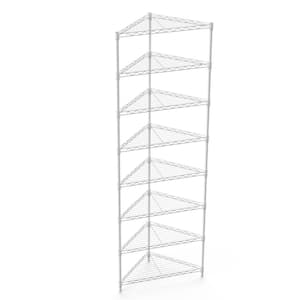 White 8-Layer Triangular Metal Storage Rack, Adjustable Height, Suitable for Kitchen, Bathroom, Office, Laundry Room Use