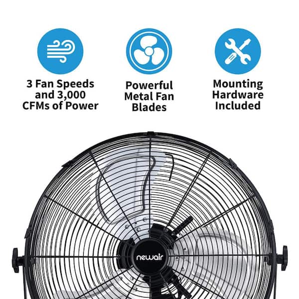 NewAir 20 in. Outdoor Rated High Velocity Wall Mounted Fan with 3