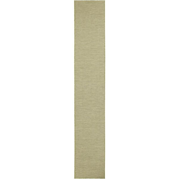 Positano Green 2 ft. x 12 ft. Indoor/Outdoor Solid Contemporary Runner Area Rug