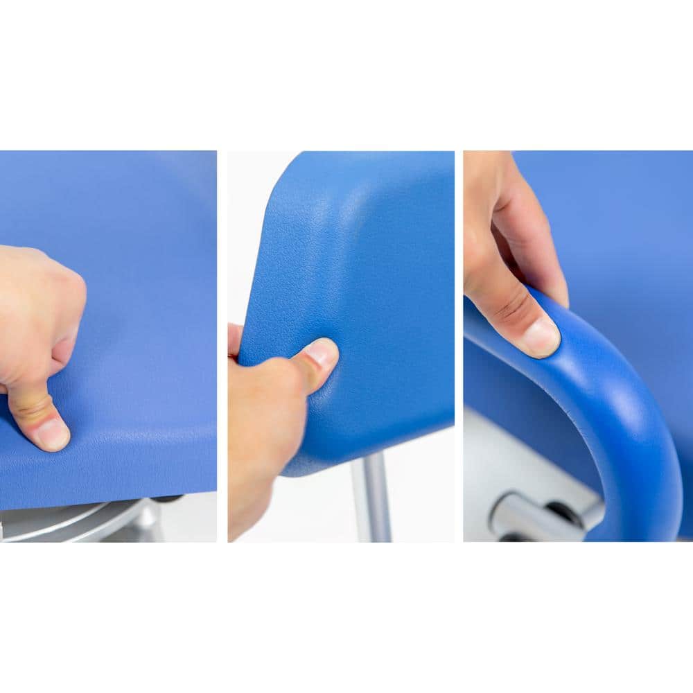 Blue Plastic Swivel Tub-Mounted Shower Chair with Padded Seat