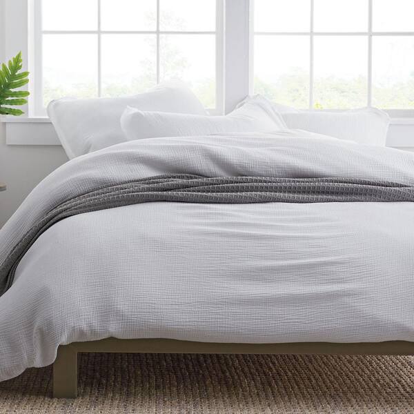 The Company Store Pryor White Solid Organic Cotton King Duvet Cover