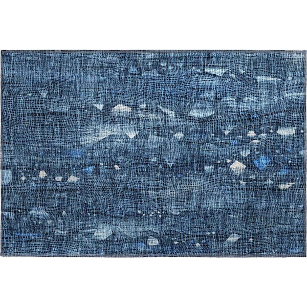 Mayfield Premium Machine Washable Abstract AMF2092 Blue 2 ft. x 3 ft. Accent Rug