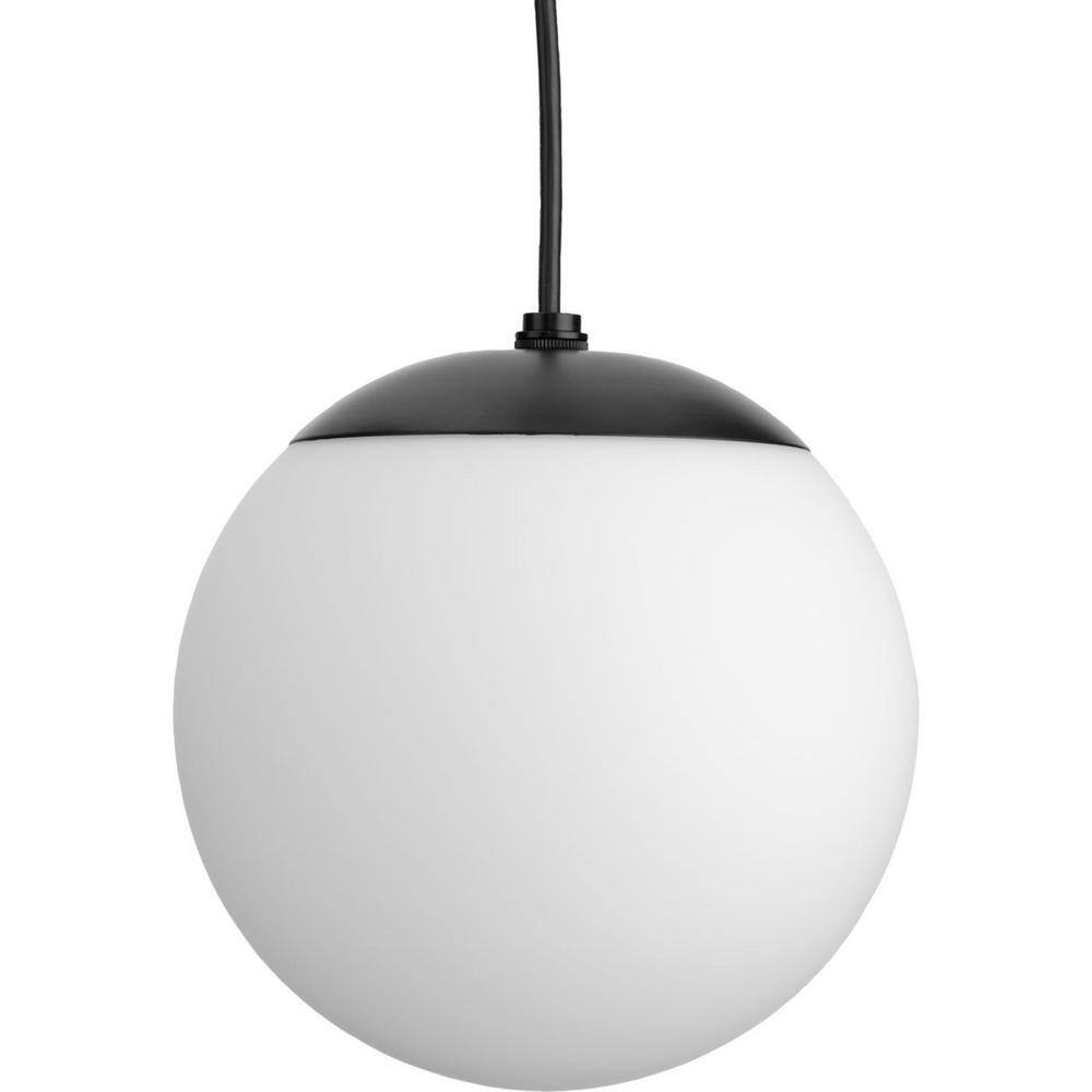 Atwell Matte Black and Opal Glass Globe Pendant Light