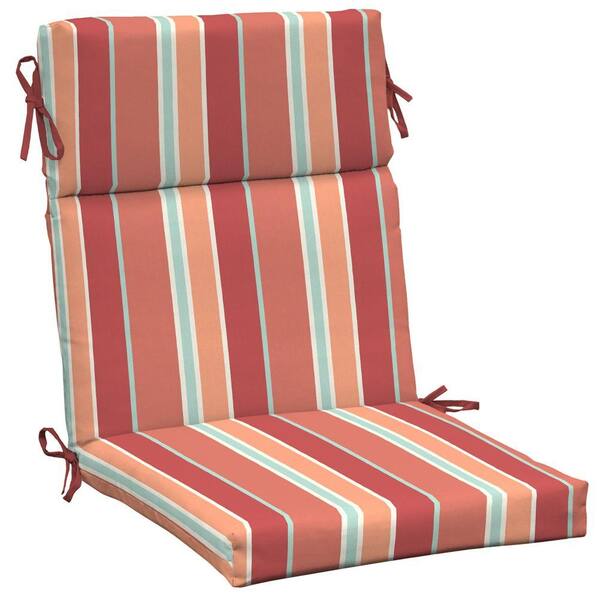 Arden Eden Stripe Coral High Back Outdoor Chair Cushion-DISCONTINUED