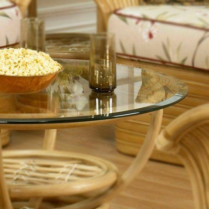 24" Round Clear Tempered Glass Table Top with Beveled Edge