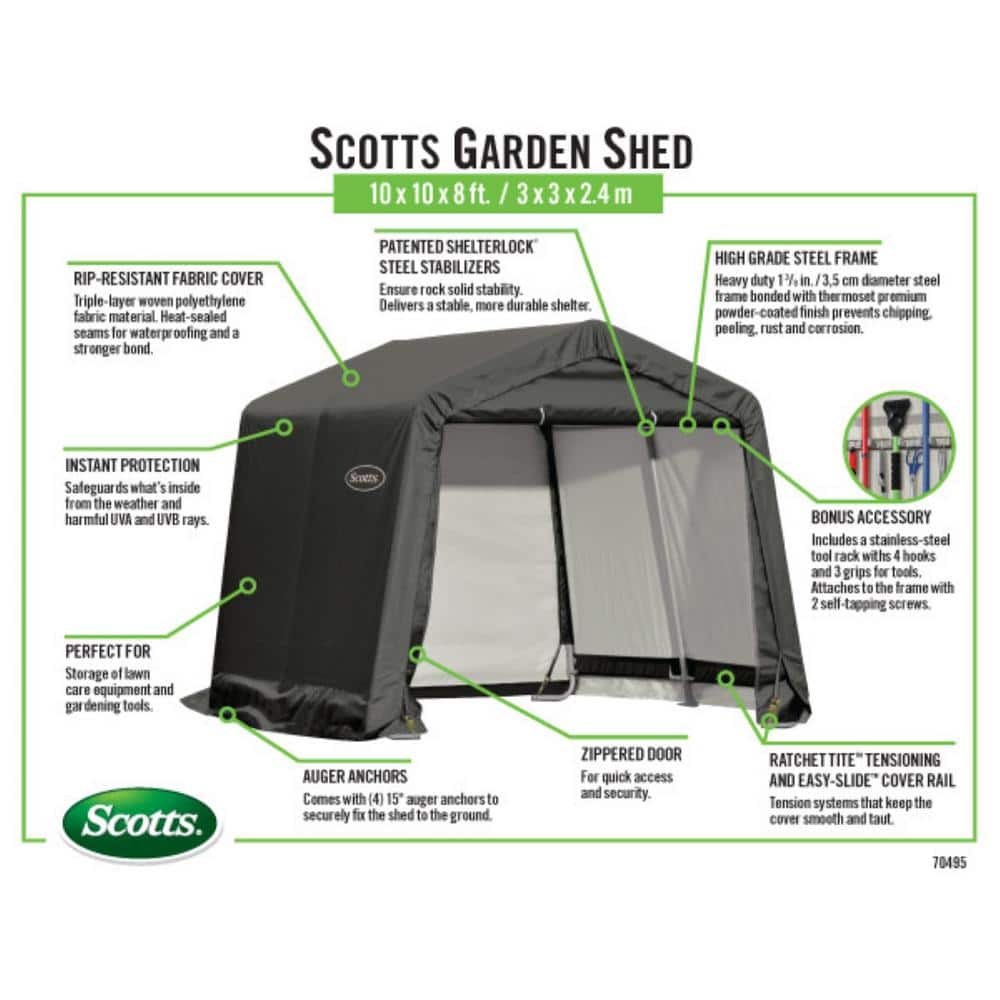 10' x 10' Green Galvanized Steel Storage Shed