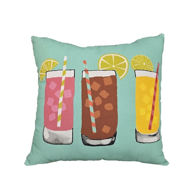 StyleWell 16 in. x 16 in. Drink Trio Outdoor Throw Pillow