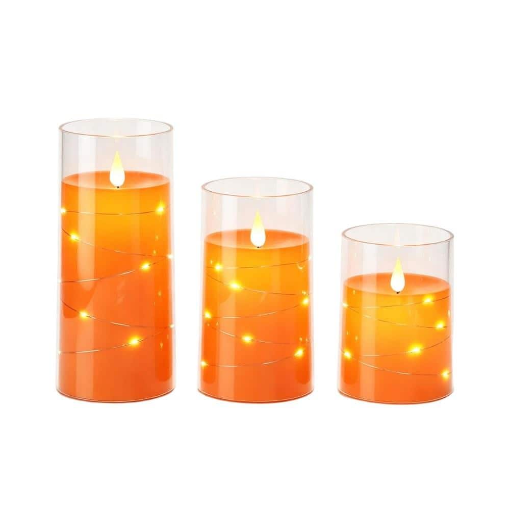 Homemory Halloween Orange Flameless Candles with String Lights, Remote Timer for Fall Harvest Decor price history on PriceWatchPro