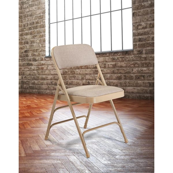 National Public Seating 2301 Beige Fabric Seat Stackable Folding Chair (Set of 4) - 2