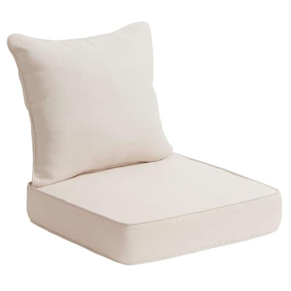 24 in. W x 24 in. D CushionGuard Deep Seat Universal Outdoor Lounge Chair Cushion in Almond Biscotti