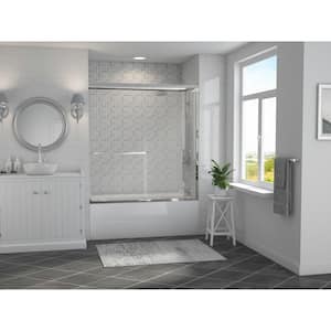 Paragon 3/16 B Series 60 in. x 57 in. Semi-Framed Sliding Tub Door with Towel Bar in Chrome and Clear Glass