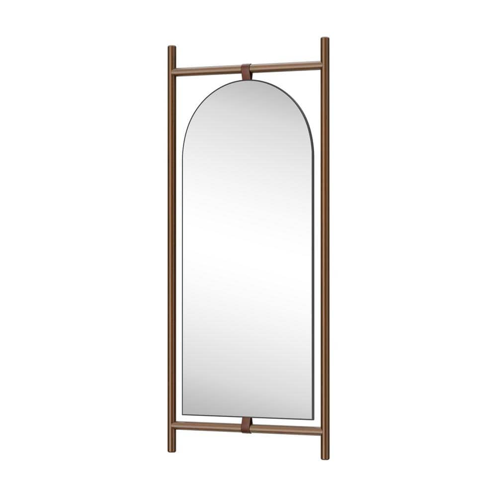 Minimalist Elegance Medium Brown Wood Arched 31 in. W x 75 in. H Rectangle 