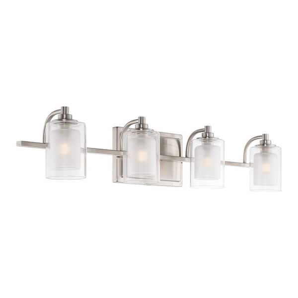 Kira Home Blaise 5.75 in. 4-Light Brushed Nickel Modern LED Bathroom Vanity Light with Clear Shade
