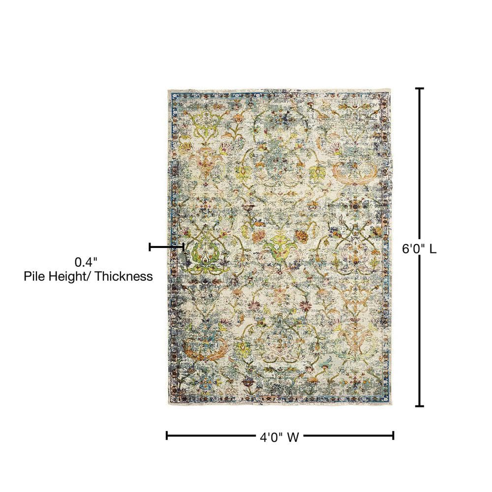 Green Multi 4' x 6' Reversible Synthetic Area Rug