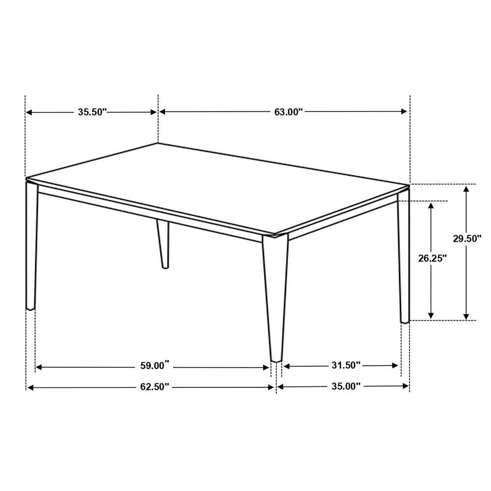 White Faux Marble Top Rectangular Dining Table with Black Legs