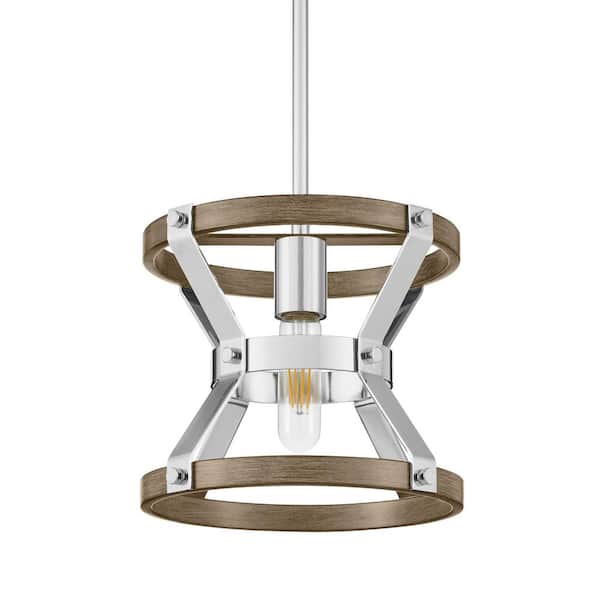 Hampton Bay Rockland 1-Light Polished Nickel Mini Pendant