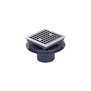 Brass and PVC Square Shower Drain and Strainer in Polished Chrome