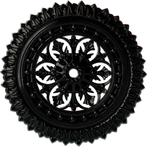 Ekena Millwork 1-1/2 in. x 18-1/2 in. x 18-1/2 in. Polyurethane Sellek Ceiling Medallion Moulding, Black Pearl