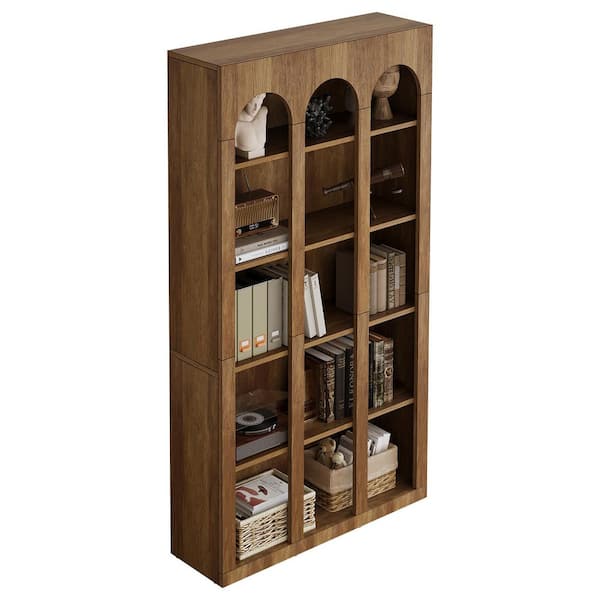 Tribesigns Earlimart 70.9 Vintage Brown Wood Wide 5-Shelf Bookcase