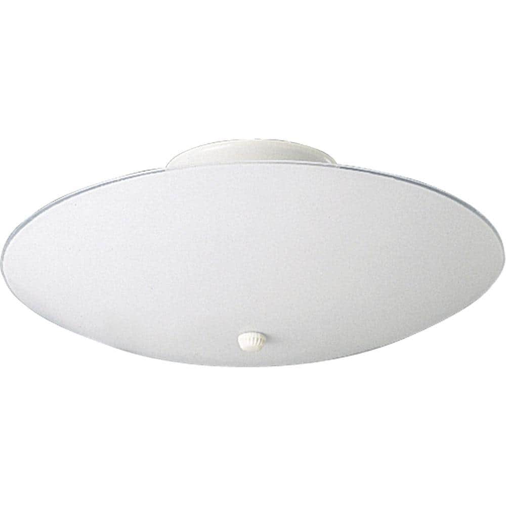 12" White Glass Drum Two-Light Ceiling Fixture