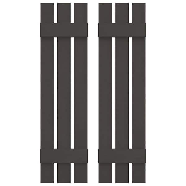 Builders Edge 12 in. W x 39 in. H Vinyl Exterior Spaced Board and Batten Shutters Pair in Tuxedo Grey