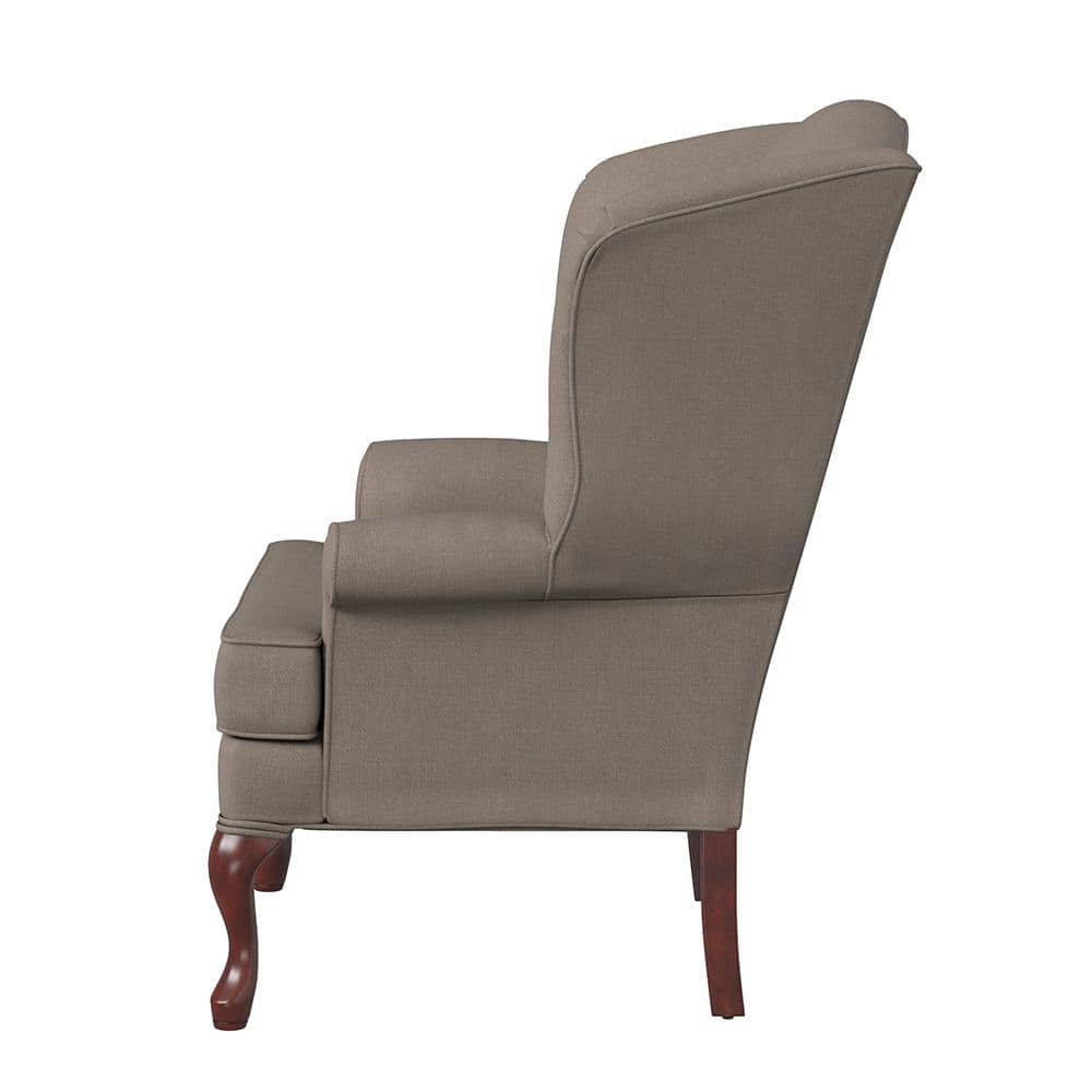 Handcrafted Beige Linen-Textured Traditional Wingback Chair